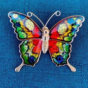 Butterfly brooch enameled Vintage